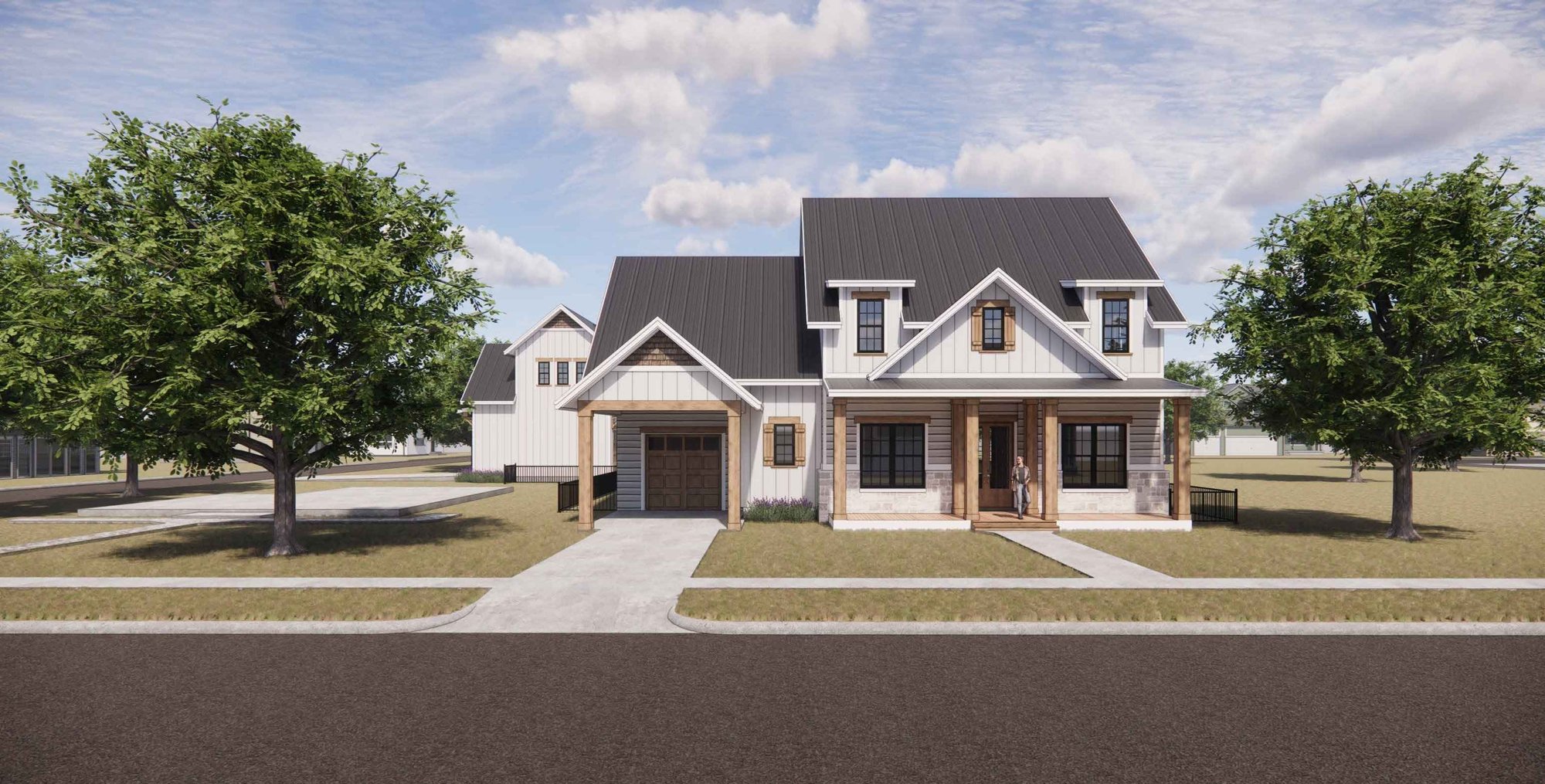 Concept image of a craftsman-style home in a historic district in Georgetown, Texas