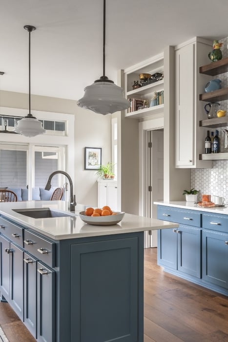 Light and Bright Kitchen with Calming Blue Scheme by J Bryant Boyd