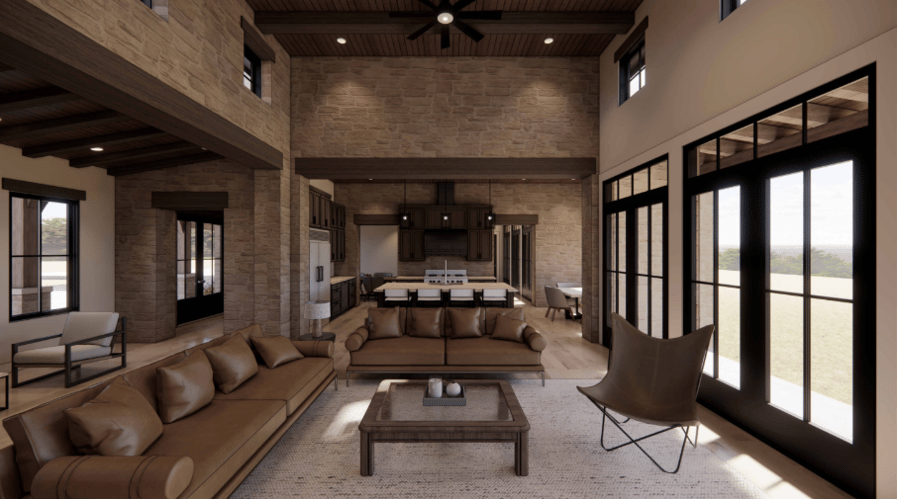 living area with outdoor access rendering