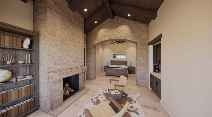 living area interior rendering