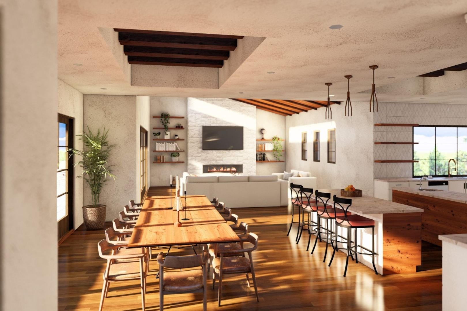 Large kitchen in lakefront home in Texas | J Bryant Boyd