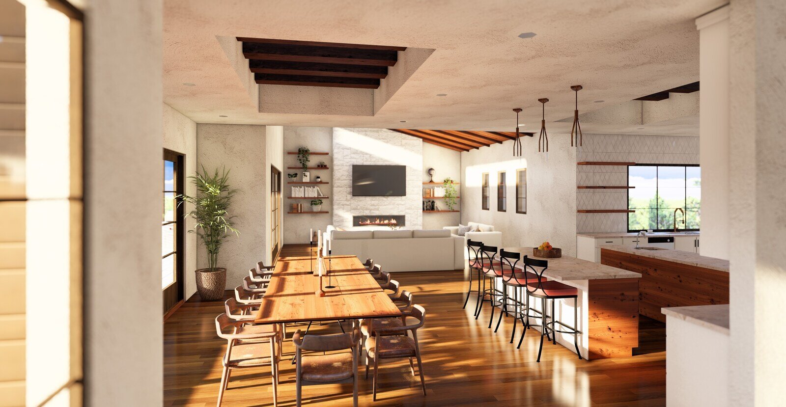 Dining room interior of a custom home by J Bryant Boyd in Georgetown, TX