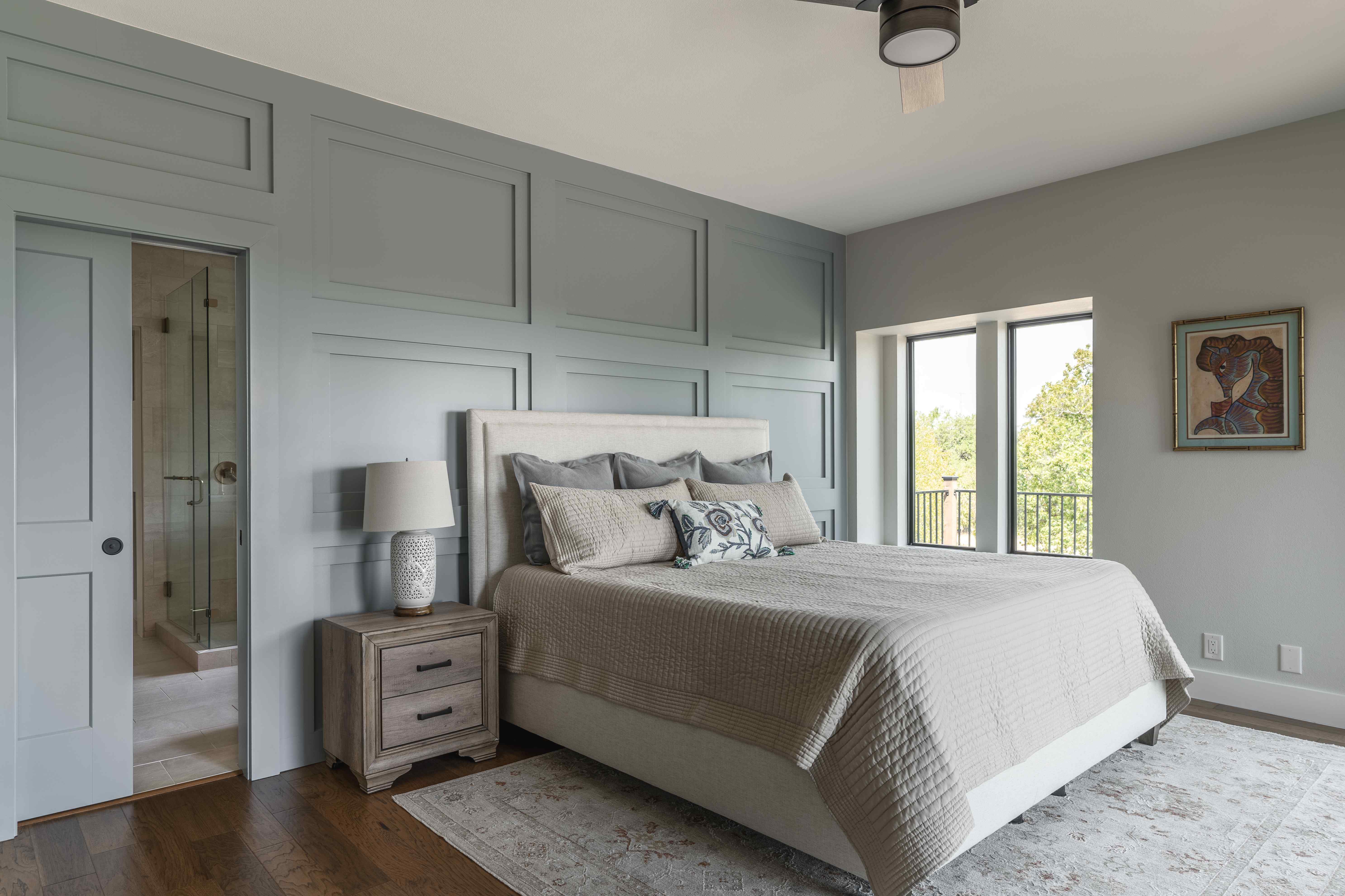 Bedroom with accent wall and modern aesthetic | J Bryant Boyd