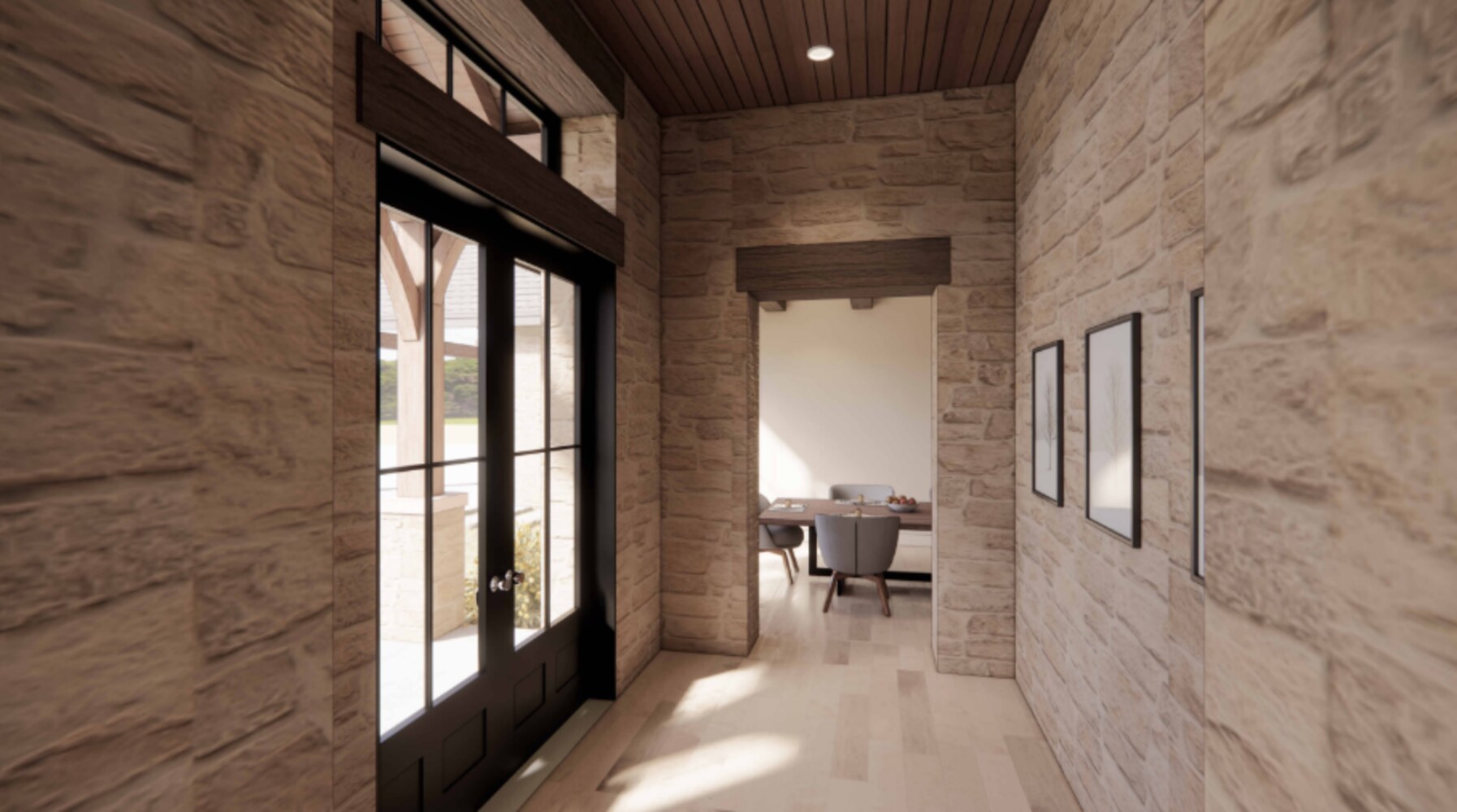 Hallway in custom home central Texas