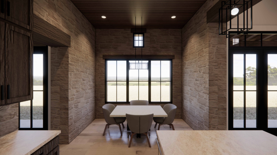 View of eating area overlooking Texas Hill Country Rendering View of eating area overlooking Texas Hill Country Rendering
