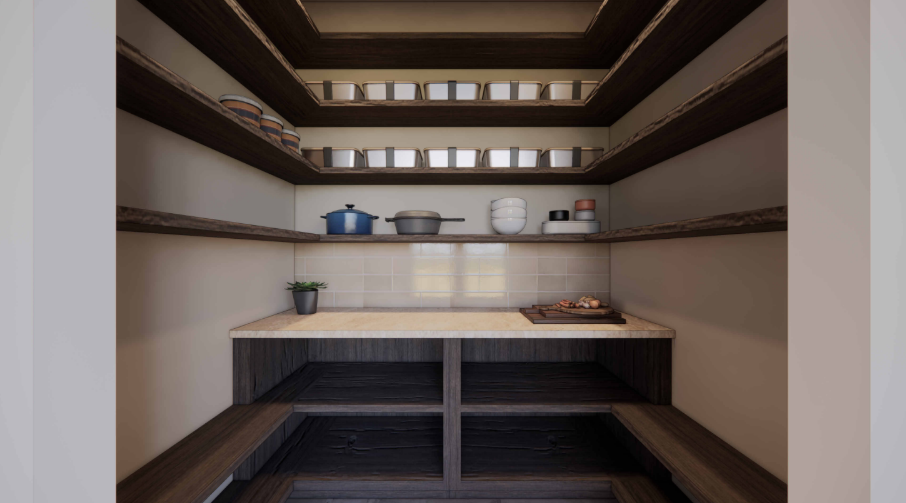Walk in pantry rendering Walk in pantry rendering