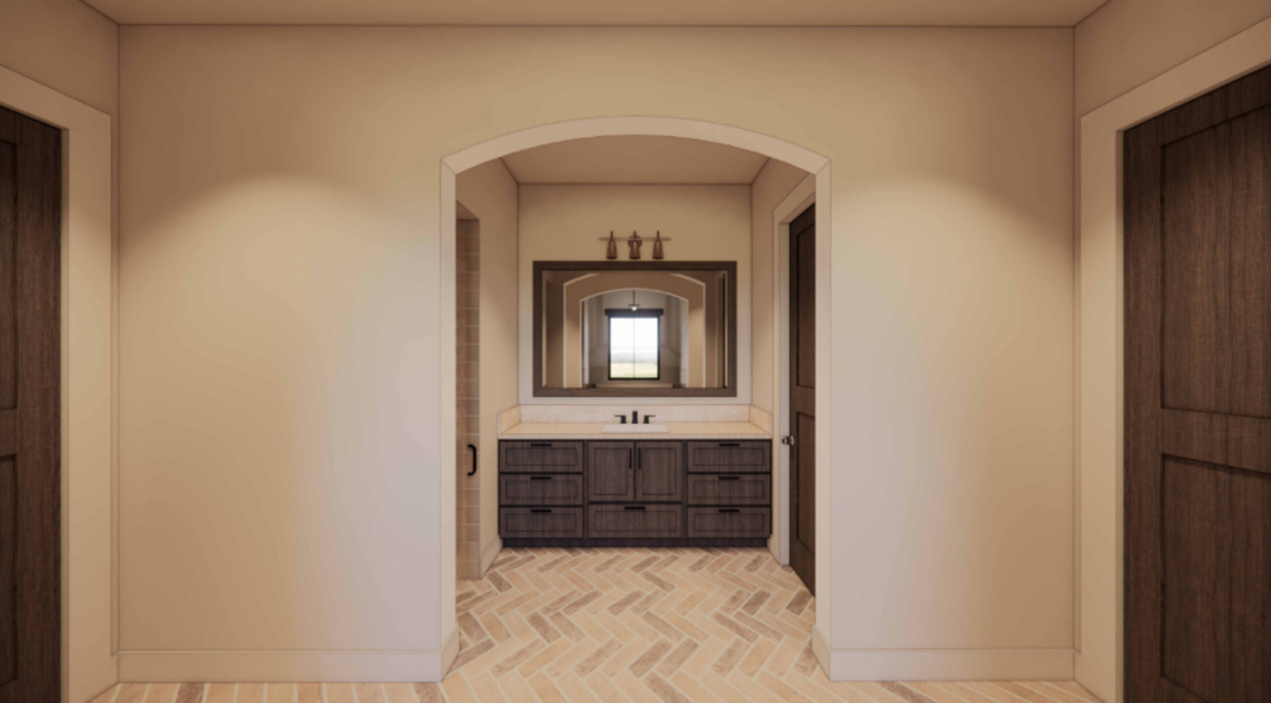 custom flooring in modern home rendering