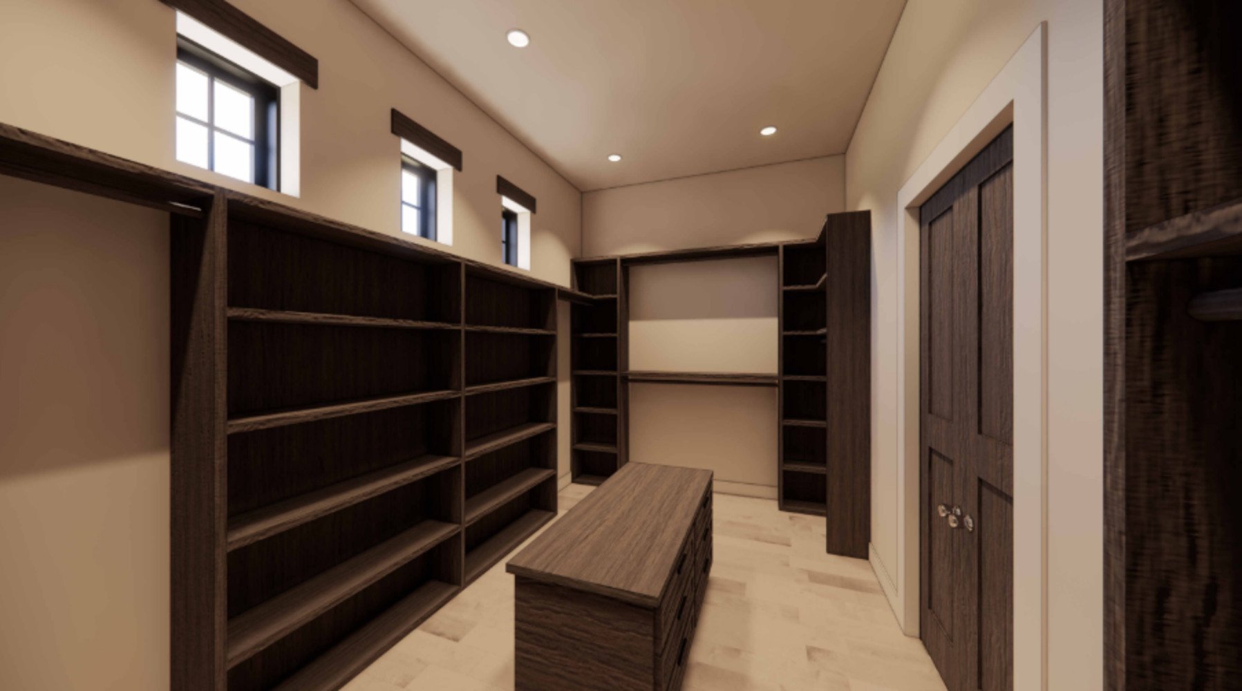 Walk in closet master bedroom rendering