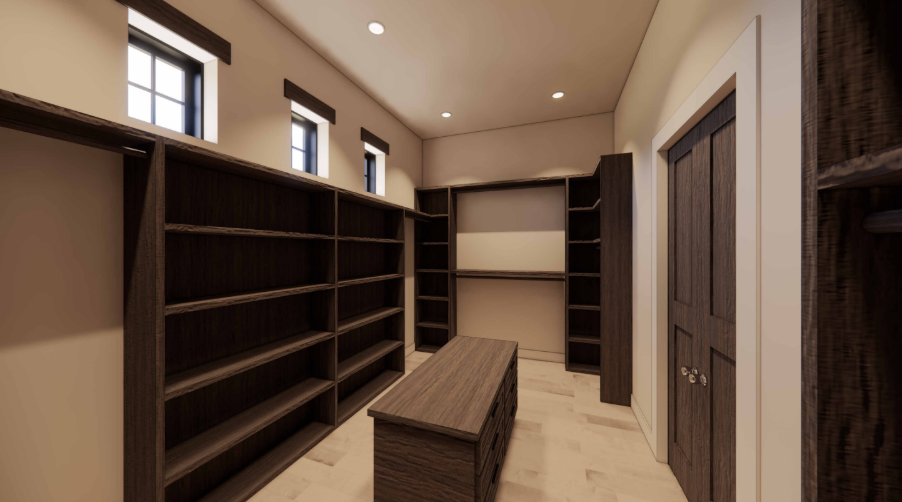 Walk in closet master bedroom rendering Walk in closet master bedroom rendering